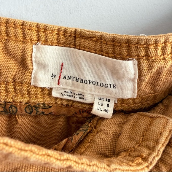 Anthropologie Brendan Utility Pants 8 Mustard Cargo Barrel Ankle High Rise Pants - Picture 5 of 16
